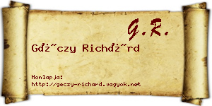 Géczy Richárd névjegykártya
